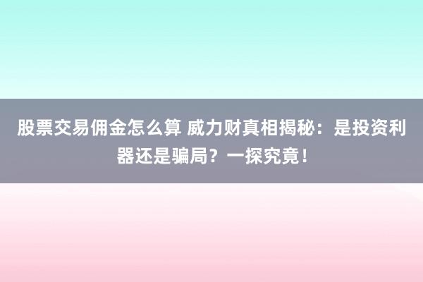 股票交易佣金怎么算 威力财真相揭秘：是投资利器还是骗局？一探究竟！