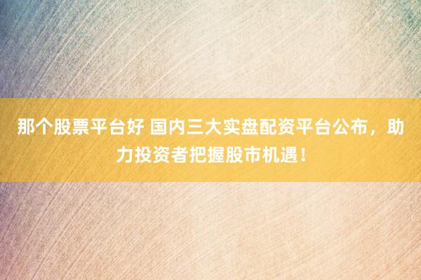 那个股票平台好 国内三大实盘配资平台公布，助力投资者把握股市机遇！