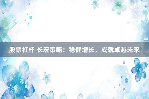 股票杠杆 长宏策略：稳健增长，成就卓越未来