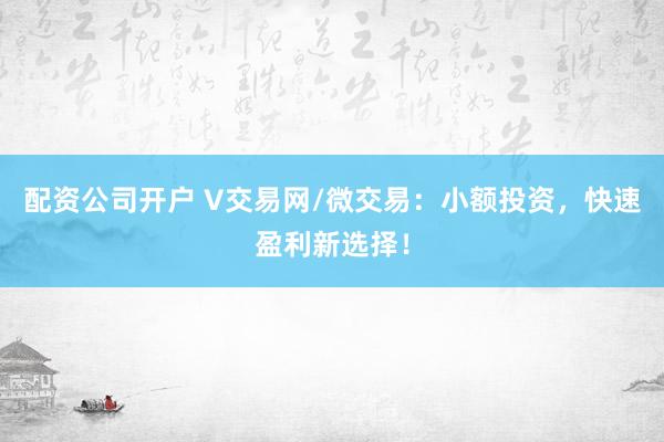 配资公司开户 V交易网/微交易：小额投资，快速盈利新选择！
