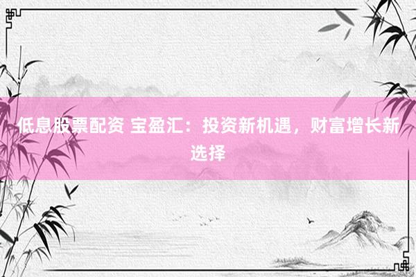 低息股票配资 宝盈汇：投资新机遇，财富增长新选择