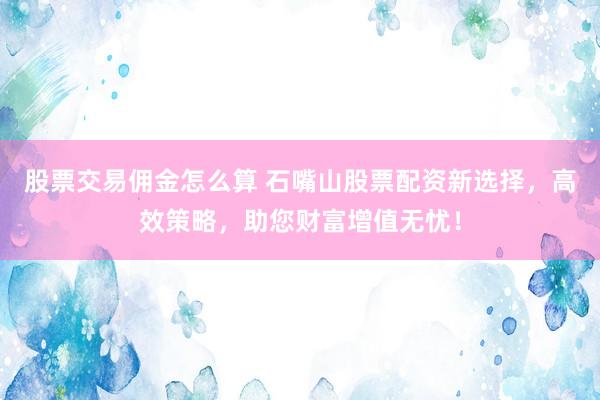 股票交易佣金怎么算 石嘴山股票配资新选择，高效策略，助您财富增值无忧！