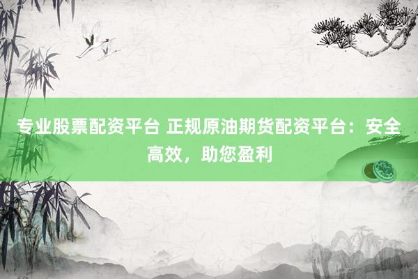 专业股票配资平台 正规原油期货配资平台：安全高效，助您盈利