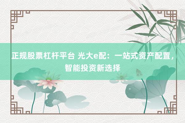 正规股票杠杆平台 光大e配：一站式资产配置，智能投资新选择