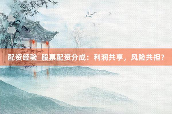 配资经验  股票配资分成：利润共享，风险共担？