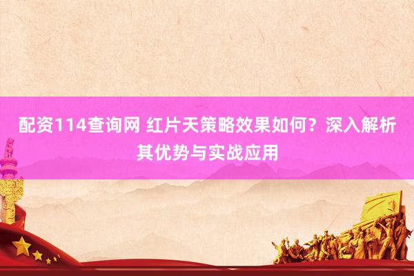 配资114查询网 红片天策略效果如何？深入解析其优势与实战应用