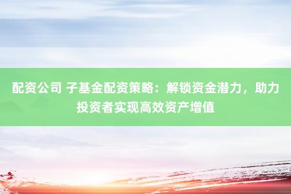 配资公司 子基金配资策略：解锁资金潜力，助力投资者实现高效资产增值