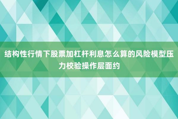 结构性行情下股票加杠杆利息怎么算的风险模型压力校验操作层面约