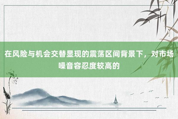 在风险与机会交替显现的震荡区间背景下，对市场噪音容忍度较高的